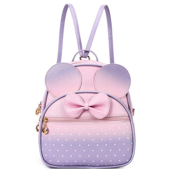 Girls Mini Backpack Bowknot Polka Dot Cute Daypacks Convertible Shoulder Bag :D - Picture 1 of 7